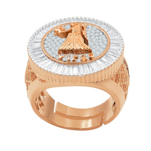 18K Rose Gold Finish Zodiac Sign Astrology Baguette Lab Diamond Men's Ring Band - Picture 22 of 45