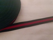 Gucci Style Cloth Ribbon Green-Red-Green 3/4" Wide By the Yard Christmas Ribbon