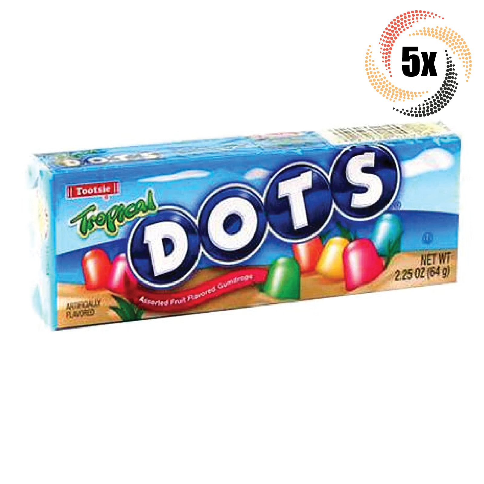 5 упаковок жевательных резинок Tootsie Dots с тропическим вкусом ассорти из жевательных резинок Gummy Candy 225 унции 2990₽