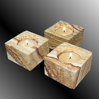 Teelicht, Teelichthalter, Sandstein-Teelichthalter 3Er Set