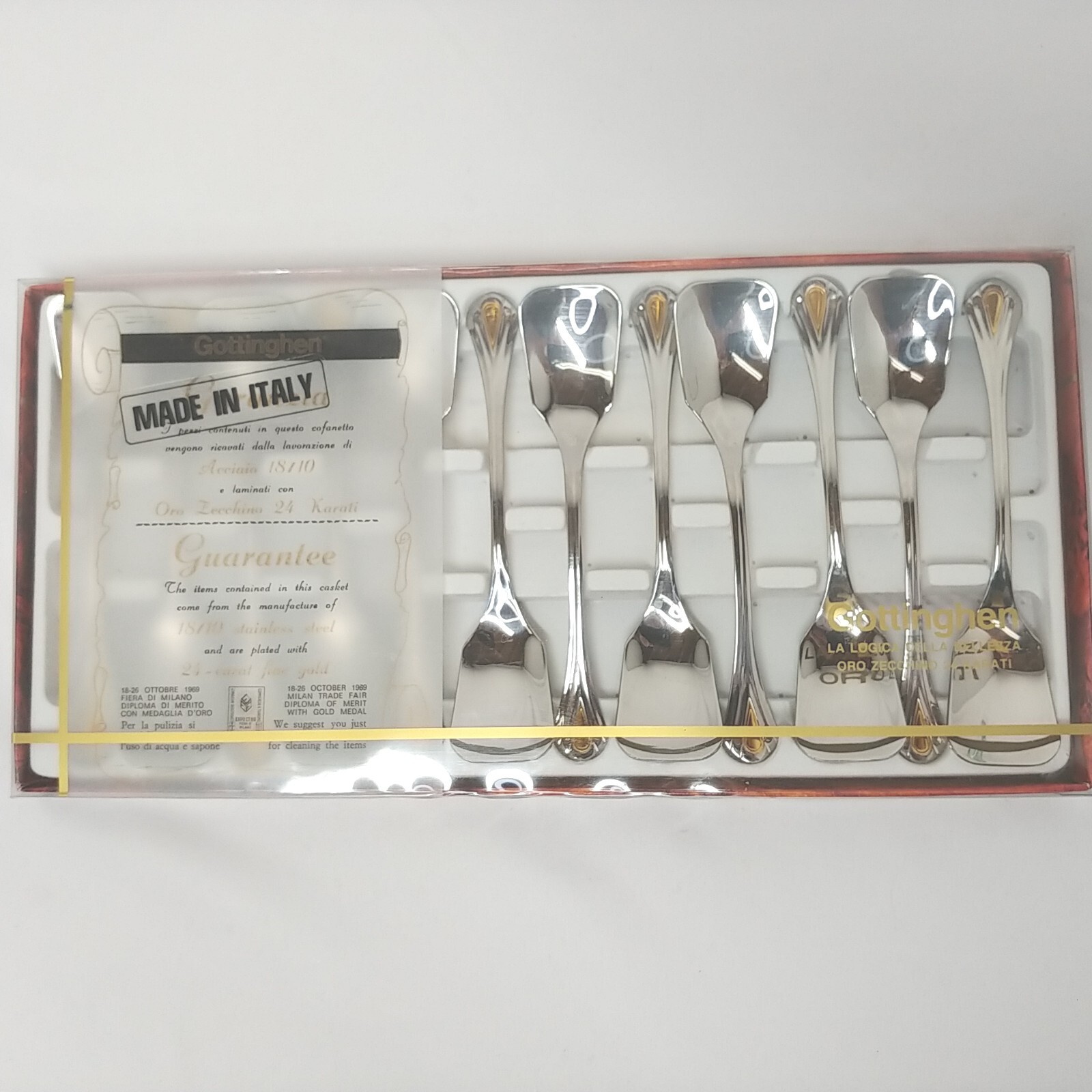 Gottinghen 12 Dessert Spoons 18/10stainless Steel Gold Plated Made In