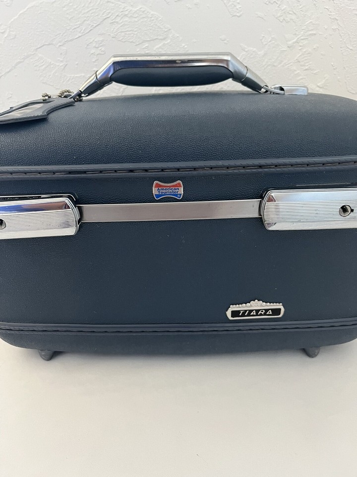 Vintage Blue American Tourister Tiara train case luggage suitcase eBay