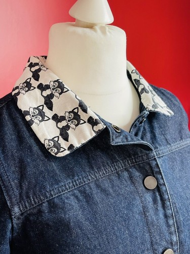 Cute PAUL & JOE Sister SIMONE Denim Fox Print Collar Shift Mini Dress Snap 42 14 - Picture 4 of 11