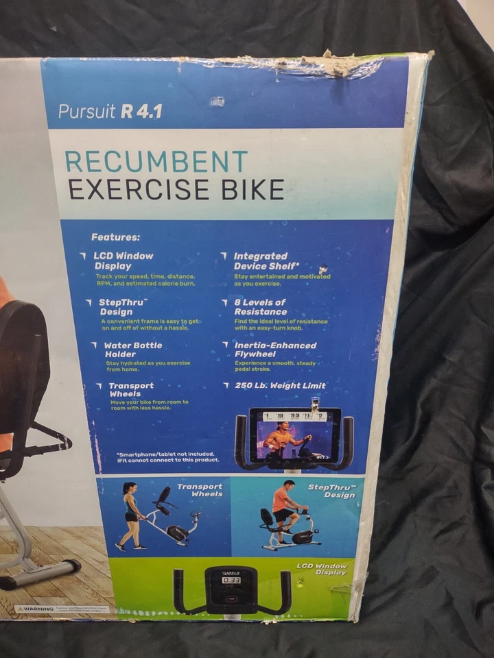 Weslo Pursuit R 4.1 Recumbent Exercise Bike w/  Inertia-Enhanced Flywheel READ!! - Image 2 of 4