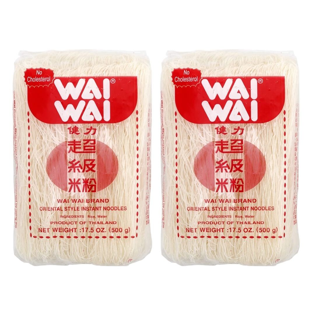 Wai Wai Thai Rice Vermicelli Glass Noodles Oriental Style 500g (Pack of 2)