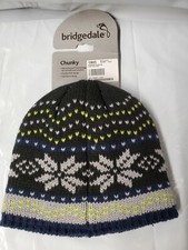 Bridgedale Chunky Knit Beanie Hat, Fleece Lined, Grey Mix