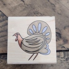 TURKEY Art Bird Design Fall Holiday INKADINKADO 99731 wood craft RUBBER STAMP