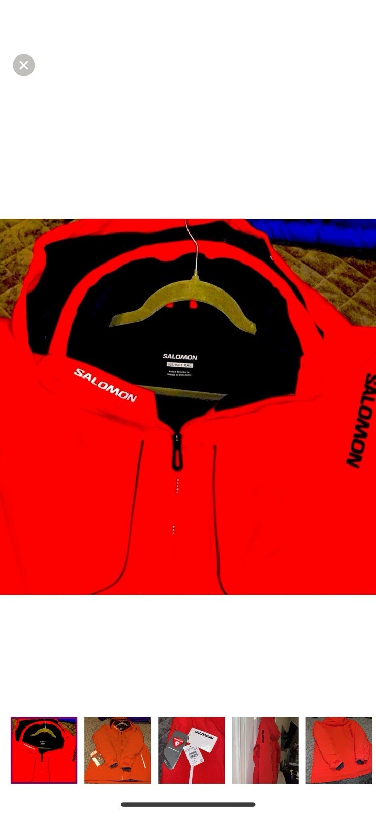 Giacca Salomon "BRILLIANT FIERY RED" nuova performance ottime condizioni ret $400