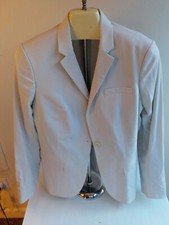 HELMUT LANG Made in USA Light Gray Blazer One-Button Jacket Wool Blend Lined SZ