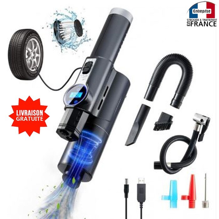 Aspirateur compresseur 150Psi à écran digital tactile pour pneus