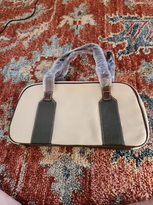 Estee Lauder Canvas/Leather Tan Green Women's Makeup Bag or Men's  Bathroom Bag