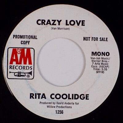 RITA COOLIDGE: Crazy Love (Van Morrison) US A&M 1256 DJ Promo Pop Rock 45 NM