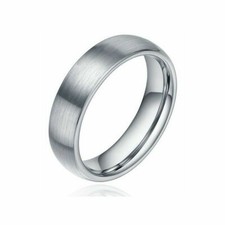 Free Engraving - 6mm Tungsten Carbide Domed Brushed Finish Wedding Band Ring