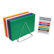 Hygiplas Extra Thick High Density Chopping Board Set with Rack Sturdy Pack of 6