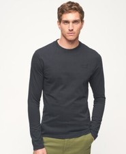 Image of Superdry Jumper Orange Label knitted crew neck Navy Men's Size: Small