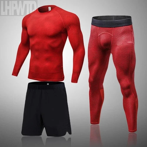 Mens MMA Rashguard Running Suit Rash Guard Sports Gym Men Bjj Boxing 3pcs Set