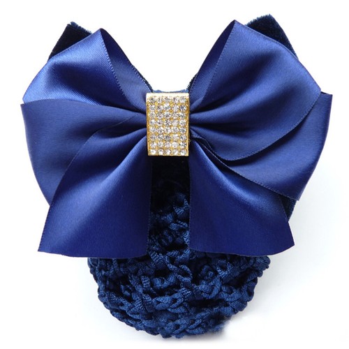 Women Satin Bow Barrette Double Bowknot Hair Net Hair Bun Barrette Hair Clip▱ - Picture 62 of 109
