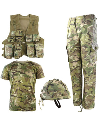 Boys Kids Army Outfit Trousers T Shirt 
