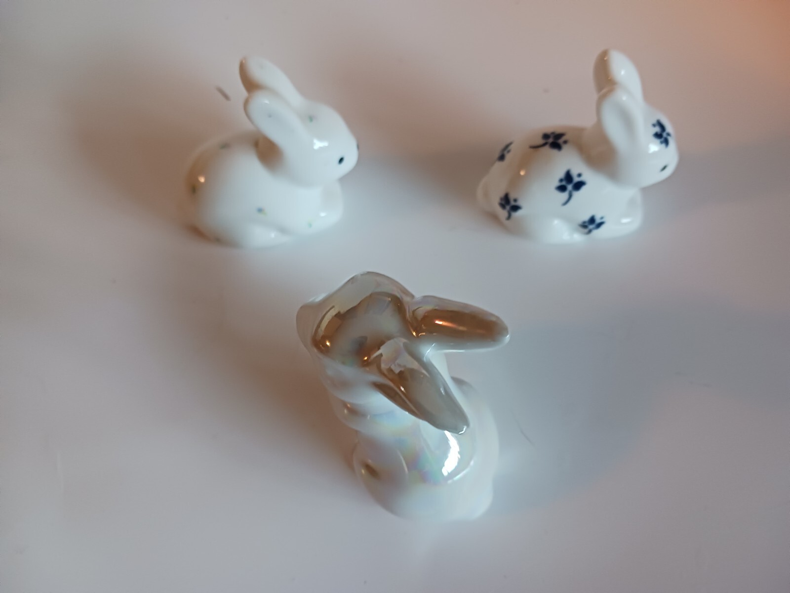 Lot Of Three Porcelain Small Rabbit Bunny Figurines