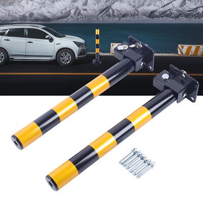 2 Pcs Folding Car Parking Bollard Lockable Garage Driveway Security Post Barrier