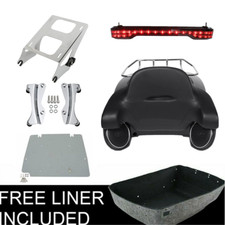 King Trunk Mount Rack Speakers LED Tail Light Fit For Harley Touring 2014-2025
