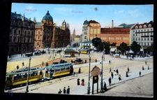 62984 AK Dresden Postplatz Tram Passengers Horse-Drawn Carriages 1920