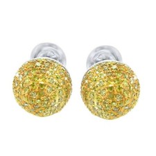 Rund Labor Erstellt Gelber Diamant Beere Ohrstecker 14K Wei&szlig; Vergoldet Silber