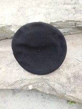 Black Wool Super Basque Beret Made For Galleries Lafayette, Paris, France Sz 9.5