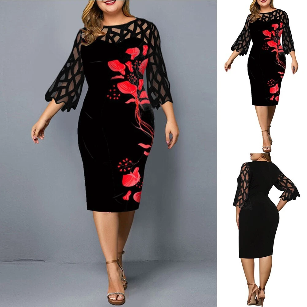 Women Dress Dresses Party Dress Plus Size Printed Size XL-5XL Womens XL~5XL  | eBay