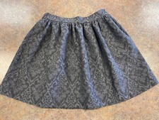 Zara Women Gray Damask Print Fall Cocktail Pleated Mini Skirt Size S