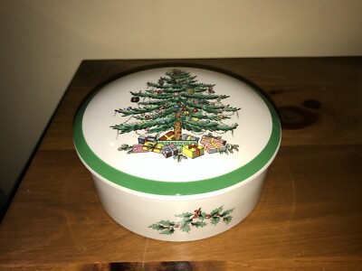 Spode England Christmas Tree Porcelain Covered Trinket Box Candy Dresser  Jewelry | eBay