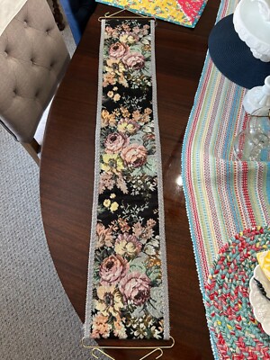 Vintage Corona Decor Co. Hanging Tapestry Art 45'' X 7'' with Brass Hangers