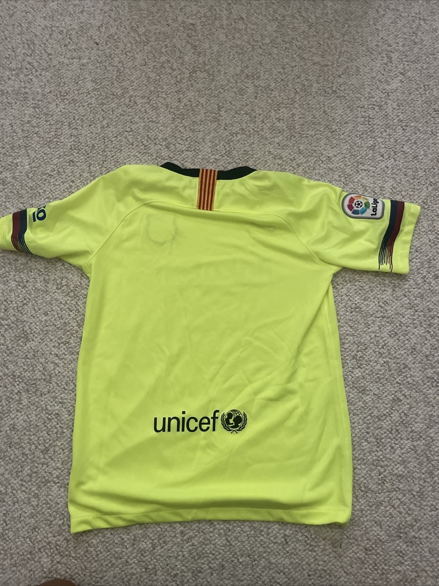 FC Barcelona Nike 2018 2019 Away Yellow Neon Jersey Youth XL