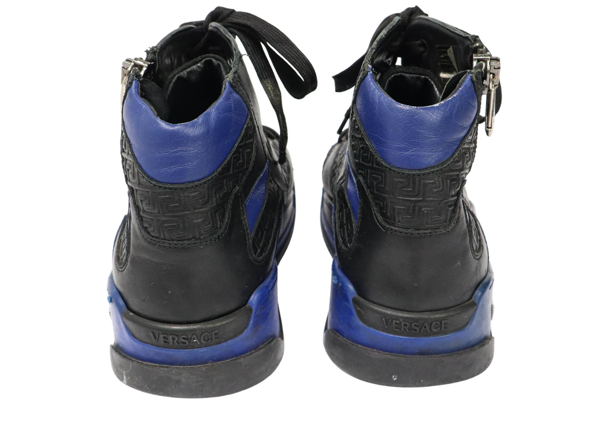 Zapatillas altas para hombre Versace (Eu) 42 negras/azules con cordón cierre relámpago