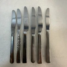 Mixed Lot Of 6 Stainless Steel Dinner Knives KitchenGnu