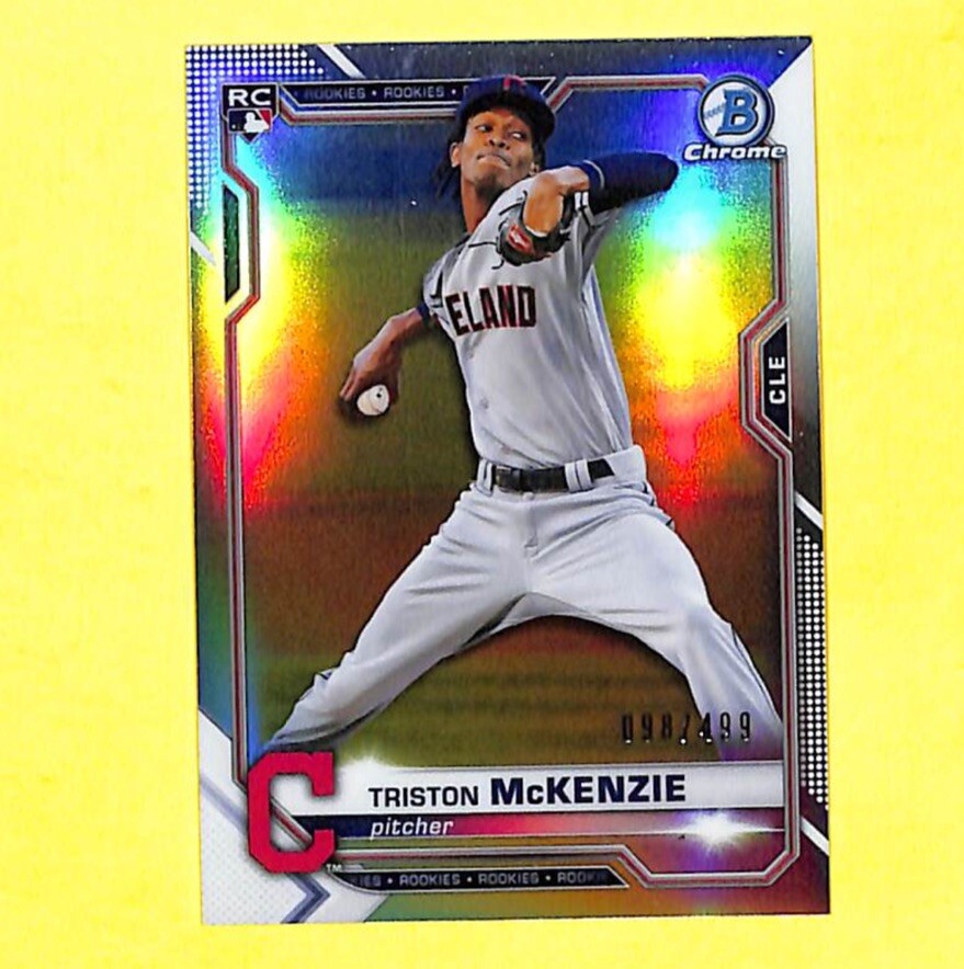 2021 Bowman Chrome #6 Triston McKenzie 98/499 Refractor Rookie Card Indians