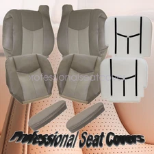 Front Leather Seat Cover & Armrest Cover & Foam Cushion Fits 2003-2006 GMC Yukon