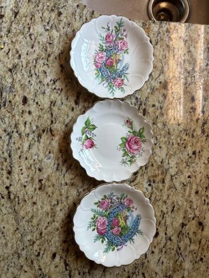 2 Adderley China Staffordshire 4 3/4'' Pin Trinket Demi Saucer Dishes