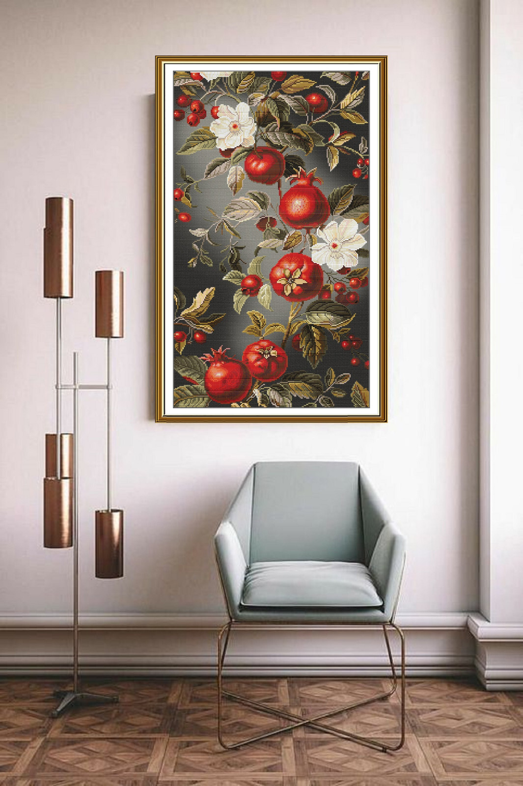 Counted cross stitch kit DIY unprinted canva Pomegranate Bouquet embroidery hand