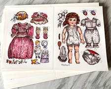 EVELYN GATHINGS CARDBOARD PAPER DOLLS, 23 PAGES OF THIS PRETTY YOUNG GIRL