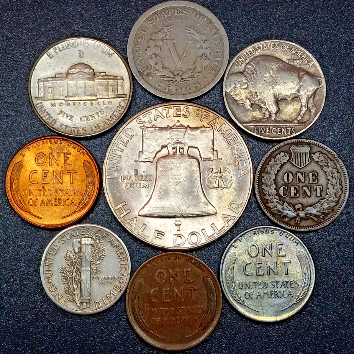 コレクション AMERICA COIN TYPE SET NO.4074 Old Obsolete US Coin Collection With Silver & Uncirculated 9
