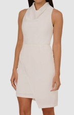 Adrianna Papell Women's Ivory Asymmetric Sleeveless Sheath Dress Size 8