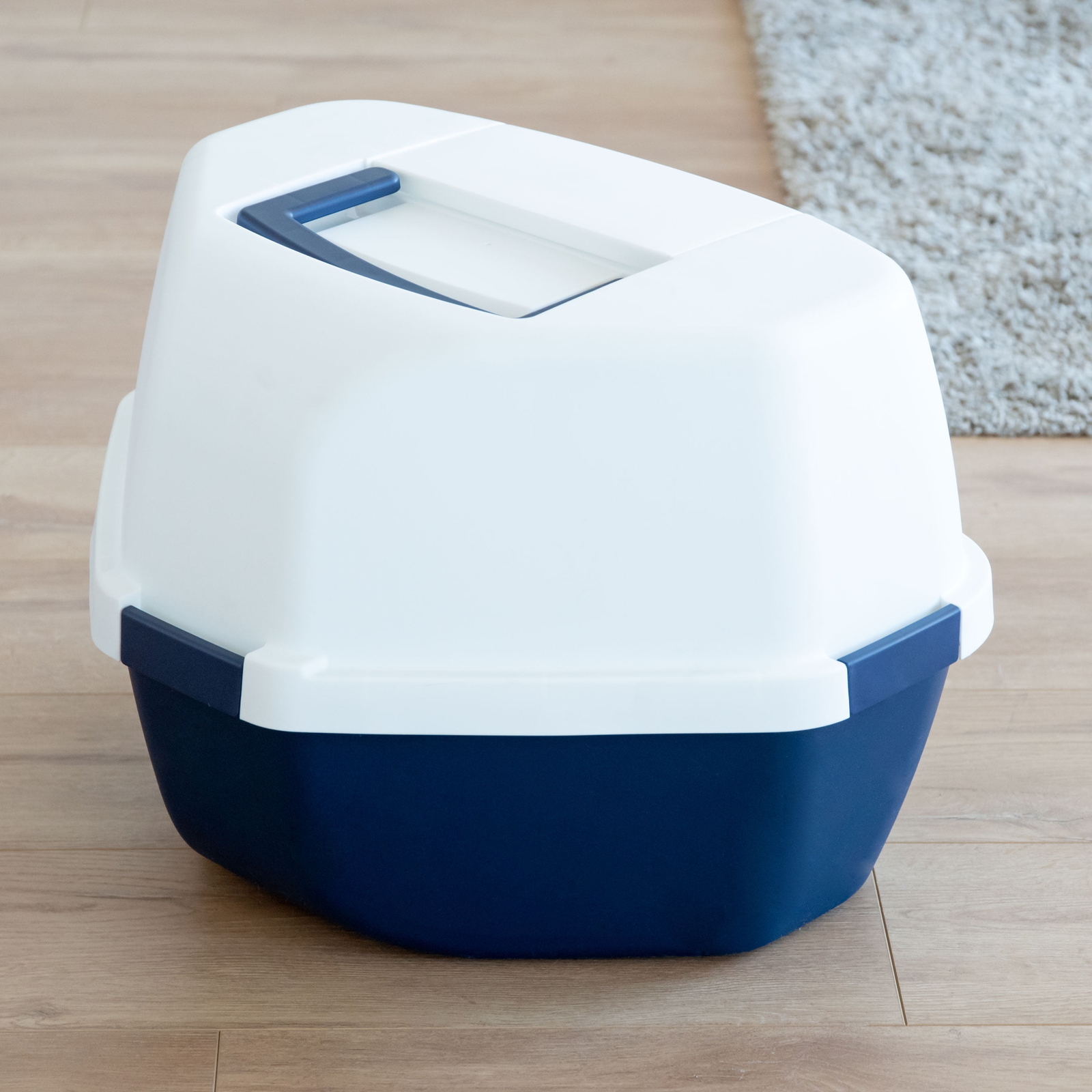 USA Large Hooded Corner Litter Box without Scoop, Navy INSTITUTO