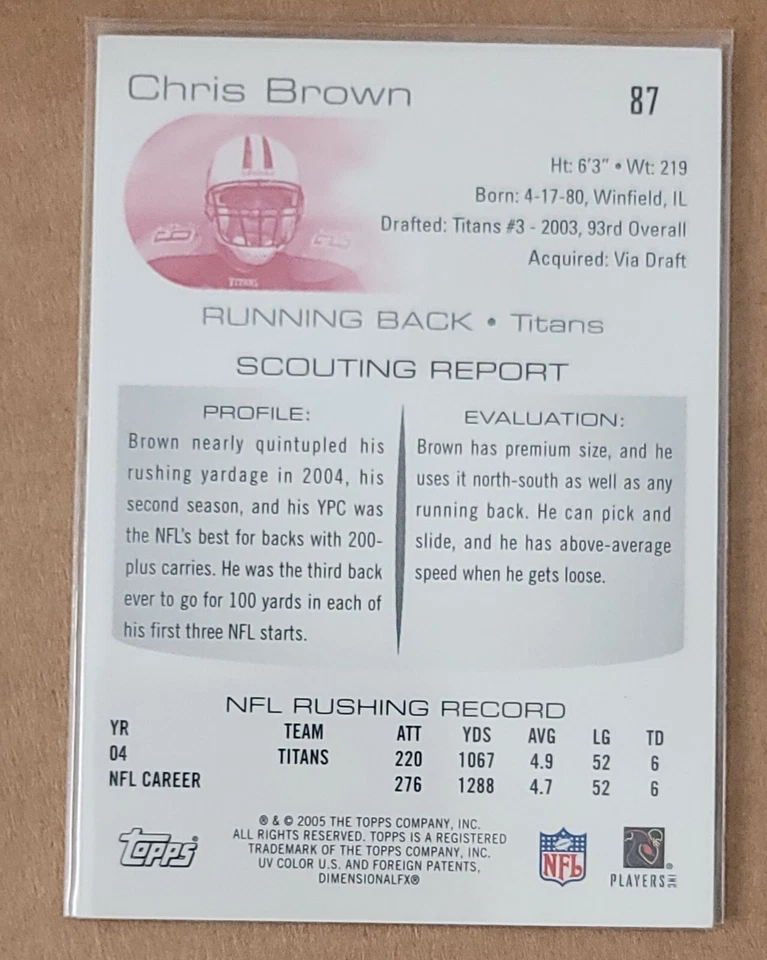2005 Topps Draft Picks & Prospects Chris Brown [Chrome] #87 - Image 2 of 2