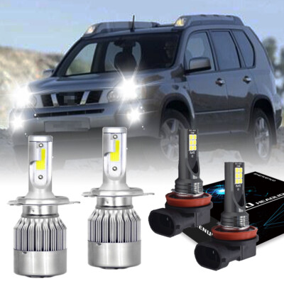 For Nissan X-Trail 2005 2006 LED Headlight Fog Lights High/Low Beam Bulbs 6000K