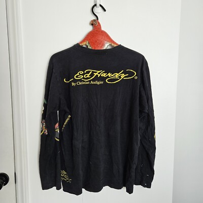 Vintage Y2K Ed Hardy Long Sleeve T Shirt Men's Large