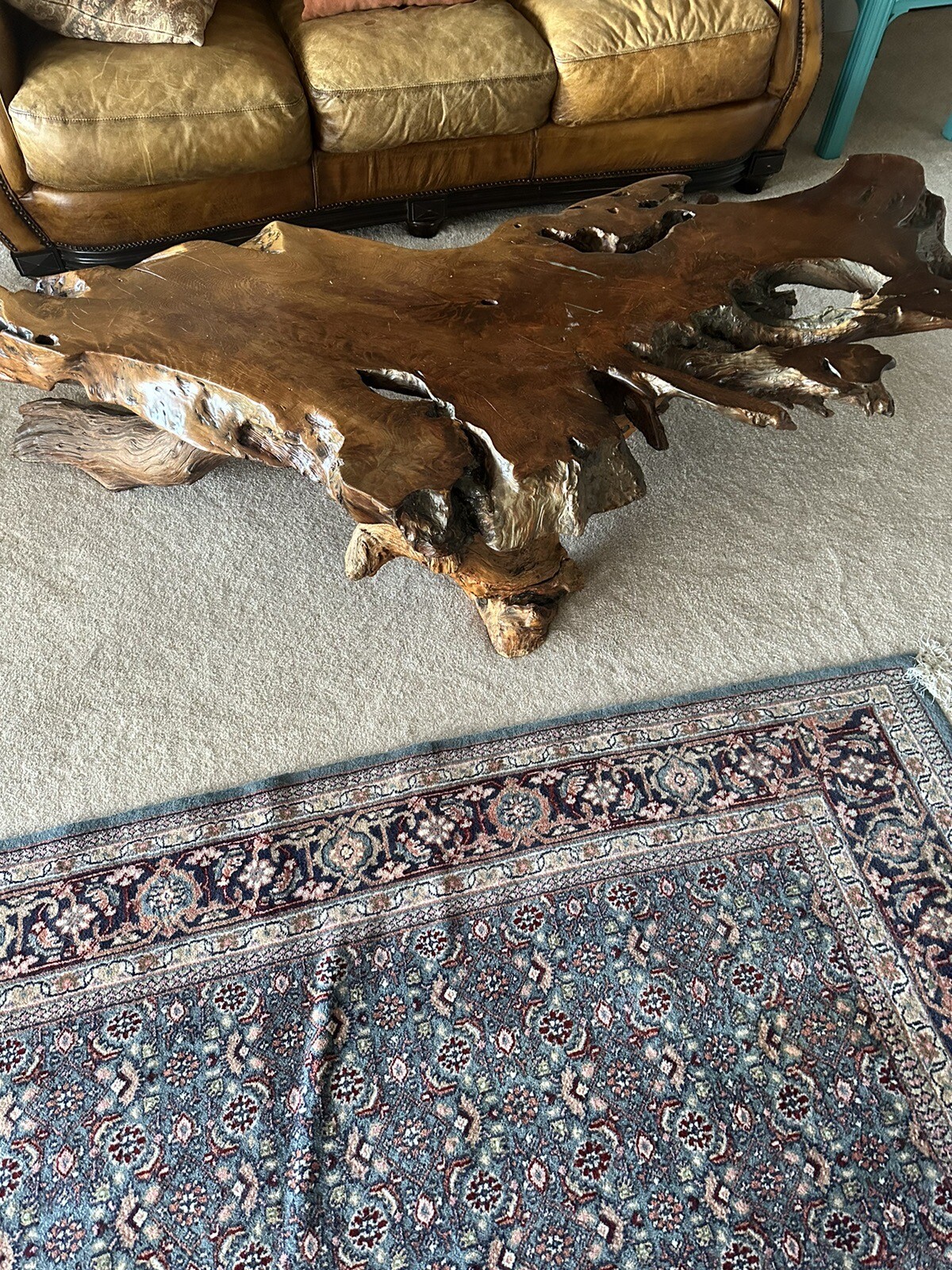 Beautiful Antique Old Growth Live Edge Redwood Burl Wood Coffee Table