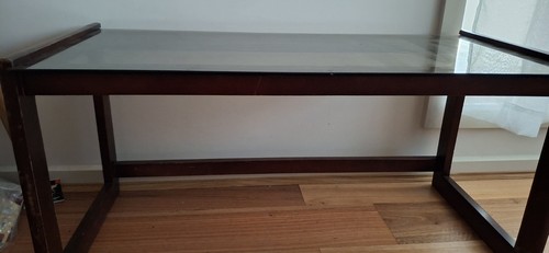 Vintage Coffee Table With Smoked Glass Top Mid Century Style Teak - Picture 8 of 8