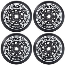Inline Skate Wheels, Outdoor Asphalt Formula, 4-Pack Black, 76mm Black
