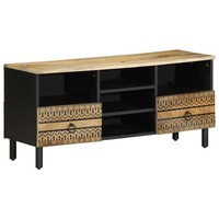 Tv Schrank Lowboard Fernsehschrank Fernsehtisch Schwarz Raues Mangoholz Vidaxl